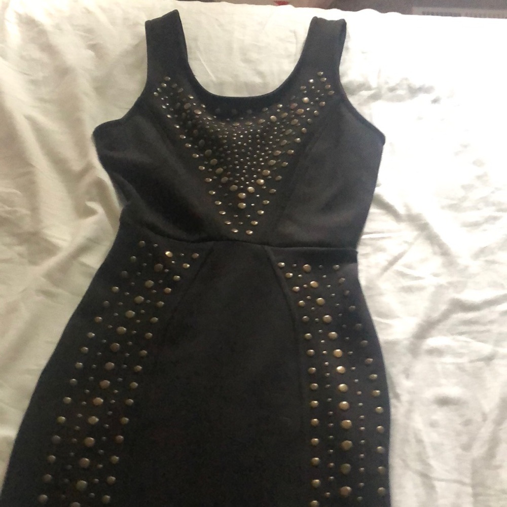 Black dress with a rip on the side